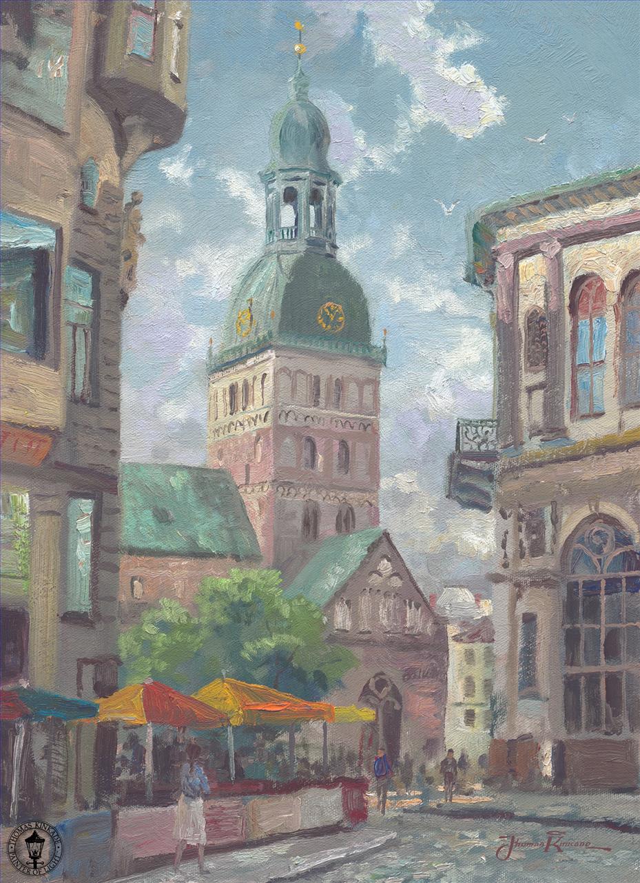 La cúpula de la Catedral de Riga Letonia Thomas Kinkade Pintura al óleo